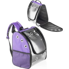 My Best Store Tam Şeffaf Panoramik Astronot Kedi ve Köpek Taşıma Sırt Çantası - Mor