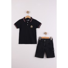 Joy Kids Erkek Çocuk Polo Yaka Lagos Kumaş Lüx Takım (3-6yaş) (Siyah)