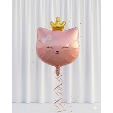 Çavuş E-Ticaret Kedi Kafa Folyo Balon Taçlı Yüz Figürlü Parti Süsü Doğum Günü Rosegold