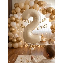 Çavuş E-Ticaret Folyo Balon 2 Rakam Krem Rengi 76 cm 2 Yaş Balonu Doğum Günü