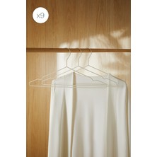 Ocean Home Textile 9'lu Mat Beyaz Renk Metal Giysi Askısı 20.50 x 42 x 0.3 cm