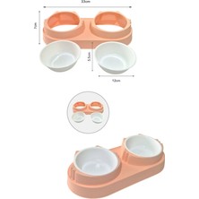 My Best Store Ikili Çıkartılabilir Hazneli ve Yükseltilmiş Kedi/köpek Mama ve Su Kabı - Pembe