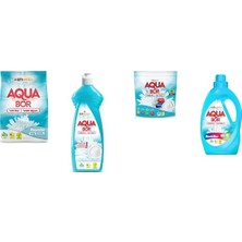 Aquabor Doğal Mineralli 4 kg Beyaz + Elde Bulaşık + Tablet + Sıvı Renkliler 4 Lü Set