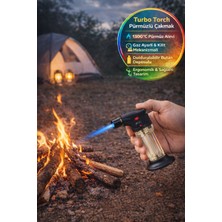Toyfest Turbo Torch Pürmüzlü Çakmak 1300°C Jet Alev Gaz Ayarlı Kilitli Doldurulabilir Torch Çakmak