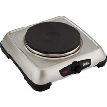 TeknoKapsül Elektrikli Ocak Gümüş Tek Gözlü Mini Elektrikli Ocak 1000W Ayarlanabilir Termostat 14.5cm