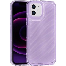 Fenza iPhone 11 Uyumlu Telefon Kılıfı Kamera Çıkıntılı Kabartmalı Parlak Desenli Lila Renkli