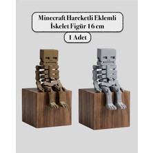 3D Crafttr Minecraft Hareketli Eklemli Iskelet (Skeleton) Figürü - 16 cm ( Gri - Bronz ) 1 Adet