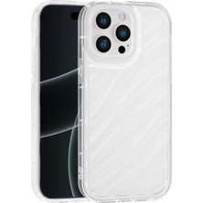 Fenza iPhone 15 Pro Uyumlu Telefon Kılıfı Kamera Çıkıntılı Kabartmalı Parlak Desenli Beyaz Renkli