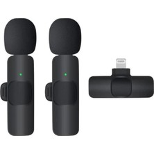TeknoKapsül K9 Kablosuz Yaka Mikrofonu Lightning 2’li Mini Mikrofon Tik Tok 2 Adet