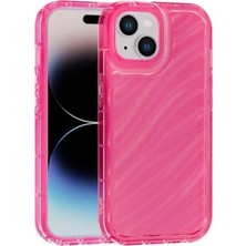 Fenza iPhone 15 Uyumlu Telefon Kılıfı Kamera Çıkıntılı Kabartmalı Parlak Desenli Pembe Renkli