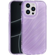 Fenza iPhone 15 Pro Uyumlu Telefon Kılıfı Kamera Çıkıntılı Kabartmalı Parlak Desenli Lila Renkli