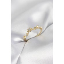 Luxdanet Gold Renk Gece Temalı Zirkon Taşlı Kadın Yüzük