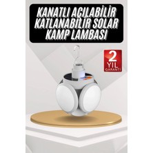 TeknoKapsül Kamp Lambası Güneş Enerjili Solar 5 Kanatlı Katlanır Lamba Karavan