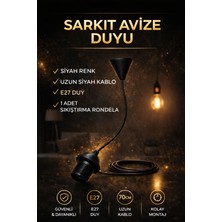 Lumixa Enerji Kablolu Sarkıt Avize E27 Duy Tesisatı Askı Takımı Siyah Renk