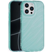 Fenza iPhone 15 Pro Uyumlu Telefon Kılıfı Kamera Çıkıntılı Kabartmalı Parlak Desenli Yeşil Renkli