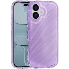 Fenza iPhone 16 Uyumlu Telefon Kılıfı Kamera Çıkıntılı Kabartmalı Parlak Desenli Lila Renkli