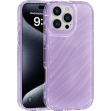 Fenza iPhone 16 Pro Uyumlu Telefon Kılıfı Kamera Çıkıntılı Kabartmalı Parlak Desenli Lila Renkli