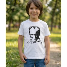 Alme K. Atatürk Kırmızı Baskılı Kısa Kollu Tişört - Milli Bayramlara Özel Tasarım Pamuklu Tişört