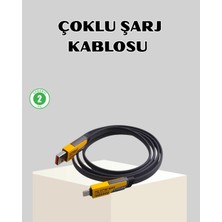 TeknoKapsül 65W Çoklu Şarj Kablosu 4’ü 1 Arada Örgülü Hızlı Veri Aktarım Usb-C Usb-A