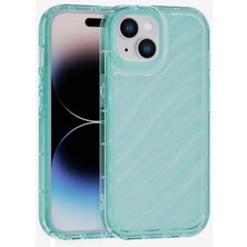 Fenza iPhone 13 Uyumlu Telefon Kılıfı Kamera Çıkıntılı Kabartmalı Parlak Desenli Yeşil Renkli