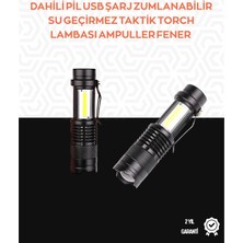 TeknoKapsül Taşınabilir Şarjlı LED Fener - 4 Modlu, 2000LM, Ayarlanabilir Odak