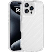 Fenza iPhone 16 Pro Max Uyumlu Telefon Kılıfı Kamera Çıkıntılı Kabartmalı Parlak Desenli Beyaz Renkli