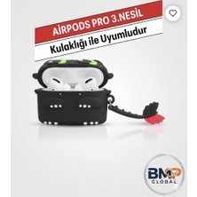 BMP GLOBAL Airpods Pro 3. Nesil Kulaklık Uyumlu 3D Figürlü Dişsiz Ejderha Silikon Kılıf - Askı Aparatlı