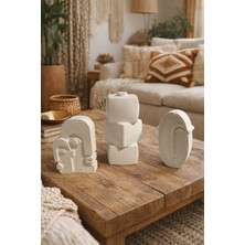 Sisay Home Bohem Stil Modern Yüz Figürlü Dekoratif 3'lü Biblo Seti | Orta Sehpa & Salon Dekoru