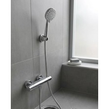 TeknoKapsül Krem Duş Başlığı Seti 4 Kademeli El Duşu Spiral Hortumlu Banyo Seti