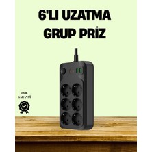 TeknoKapsül 2500W Güçlü 6’lı Priz USB Type-C Çıkışlı Termal Korumalı