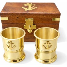 S'82 Ahşap Kutulu 2'li Pirinç Shot Bardak Seti