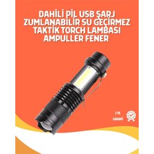 TeknoKapsül Şarjlı LED El Feneri - 14500 Pil Dahil, 4 Işık Modu, Mini Boy