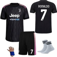 Sidas Ronaldo Çocuk Futbol Forma Takımı Juventus Siyah Deplasman 21/22 Sezon Retro Forma Takımı