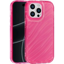 Fenza iPhone 15 Pro Max Uyumlu Telefon Kılıfı Kamera Çıkıntılı Kabartmalı Parlak Desenli Pembe Renkli