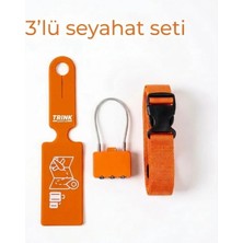 Trink Çanta 3' Lü Seyahat Seti   (  Valiz Etiketi  +  Valiz Kilidi  +  Valiz Kemeri )  Turuncu