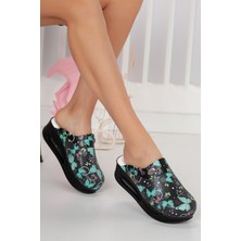 Arel Medikal Ortopedik Doktor ve Hemşire Terliği Kadın Sabo Terlik Kelebek Desenli – Kaymaz Tabanlı Konforlu Sağlık Personeli Terliği