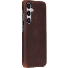 Eco Lounge Samsung Galaxy S25 Plus Uyumlu, Hakiki Deri, El Yapımı Arka Kapak, Antik Kahve
