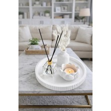 Sisay Home Premium Dekoratif Tepsi Seti | Tealight Mumluk – Oda Kokusu – Vazo | Salon Orta Sehpa Dekoru