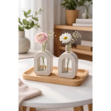 Sisay Home Kemerli Dekoratif Mini Vazo Seti Taş Tozu Malzemeden Modern Oda Dekoru 2’li