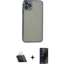 DS LLC Ieg™ iPhone 11 Pro Max Kılıf Vadi Minimal - Siyah 3D Antistatik Hayalet Cam Ekran Koruyucu + Şe