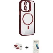 DS LLC Ieg™ iPhone 11 Kılıf Yadigar Asil Koleksiyonu - Şeffaf Pasifik Cam Ekran Koruyucu + Kırmızı