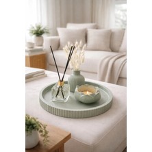 Sisay Home Premium Dekoratif Tepsi Seti | Tealight Mumluk – Oda Kokusu – Vazo | Salon Orta Sehpa Dekoru