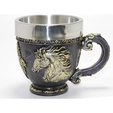 S'82 3D Kabartmalı At Büstü Paslanmaz Çelik Kupa Bardak