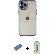 DS LLC Ieg™ iPhone 12 Pro Max Kılıf Vadi Minimal - Siyah Polymer Nano Ekran Koruyucu + Gold Shine Kamer