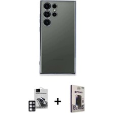 DS LLC Ieg™ Galaxy S24 Ultra Kılıf Vadi Minimal - Siyah Bilvis Hayalet Cam Ekran Koruyucu + Pembe Pvd M