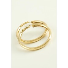 LTG Nova Çizgili Boru Halka Küpe 5,5 cm