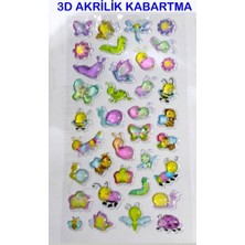 Abnturk Şeffaf 3D Akrilik Kabartmalı Mini Hayvanlar Serisii Dünyanın En Göz Alıcı Kendinden Yapışkanlı Stiker