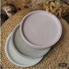 Sisay Home Modern Dekoratif Tırtıklı Yuvarlak Tepsi | Taş Tozu El Yapımı Tepsi