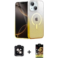 DS LLC Ieg™ iPhone 14 Kılıf Eksen Minimal Özel Seri - Siyah Buffer Cam Ekran Koruyucu + Turuncu Pvd Me