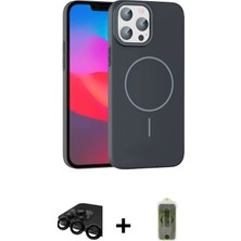 DS LLC Ieg™ iPhone 15 Pro Max Kılıf Siluet Doku Özel Seri - Siyah Joko Magic 5d Hayalet Cam + Siyah Ra
